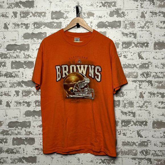 Vintage Cleveland Browns Shirt Y2K Helmet Print Size Large - Picture 2 of 5